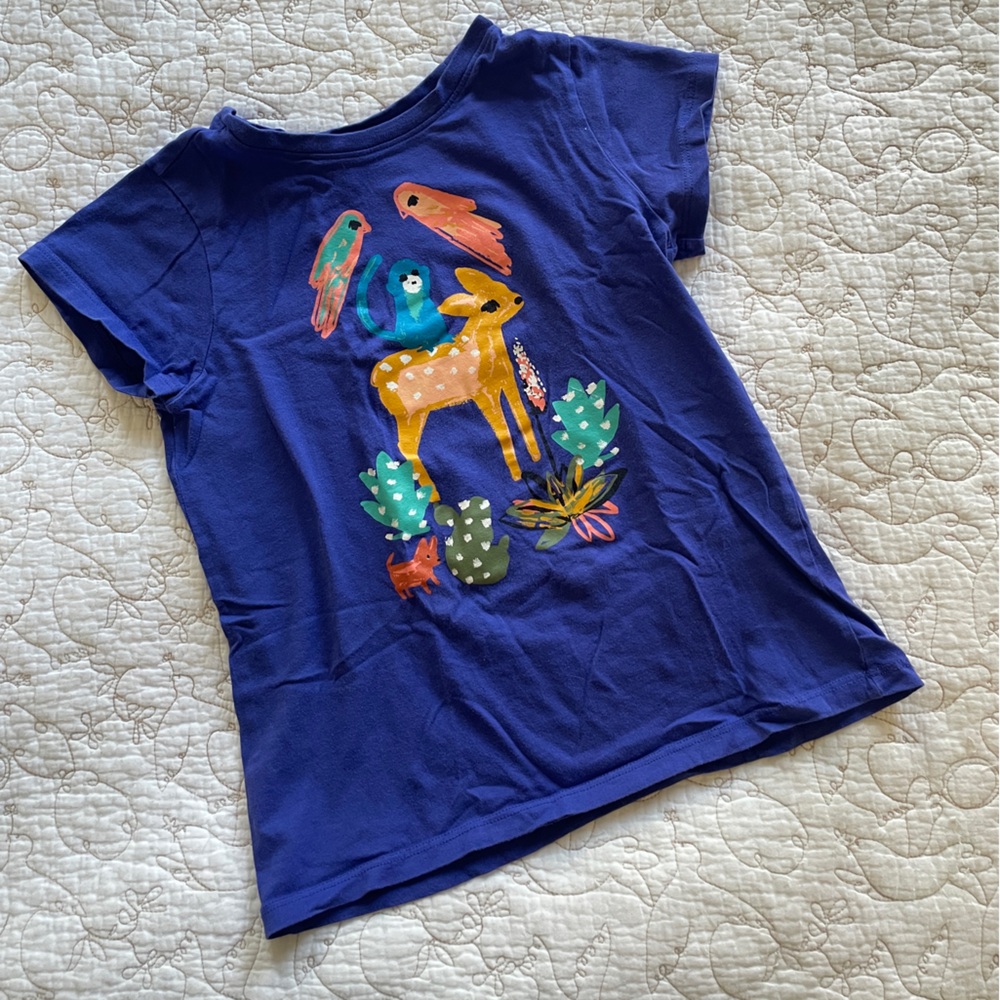 Tea Collection Blue Frida Kahlo Animal Graphic Tee - Cosmic Blue, Size 7